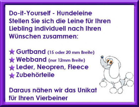 DiY - Hundeleine - Länge von 100-200 cm mit Webband (20mm)